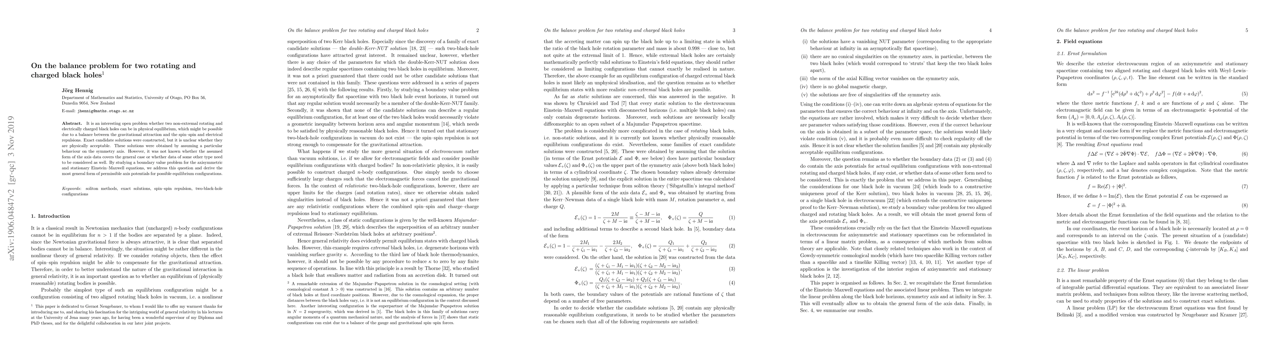 Thumbnail for On the balance problem for two rotating and charged black holes