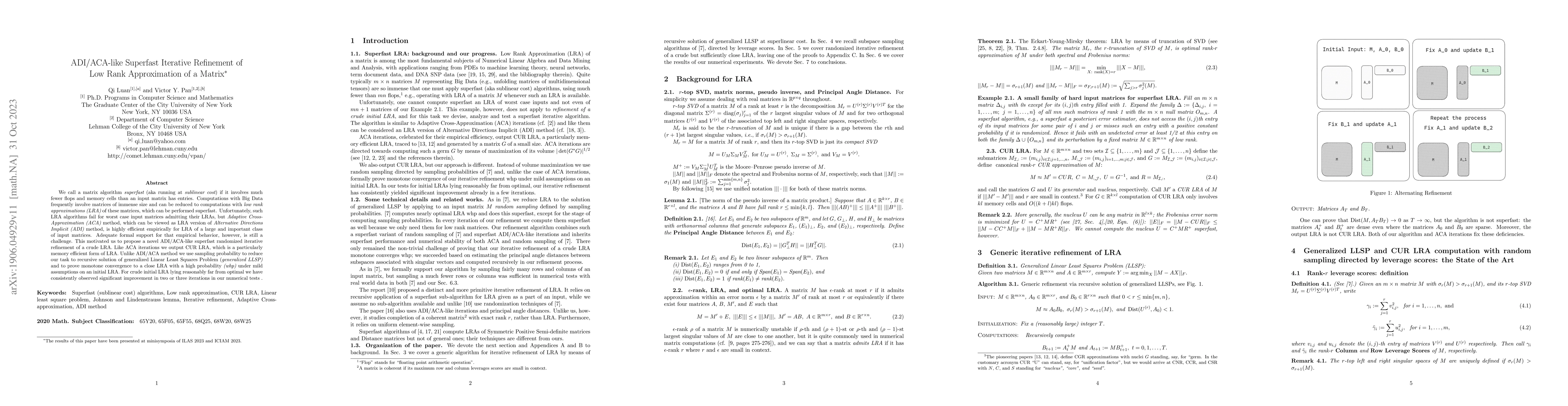 Thumbnail for More on low rank approximation of a matrix
