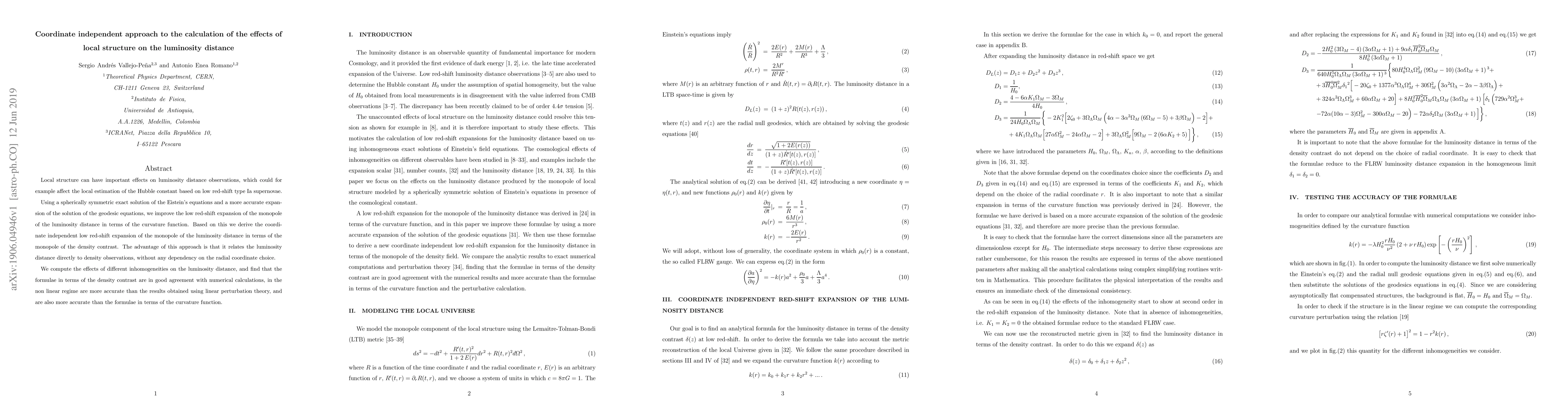 Thumbnail for Coordinate independent approach to the calculation of the effects of
  local structure on the luminosity distance