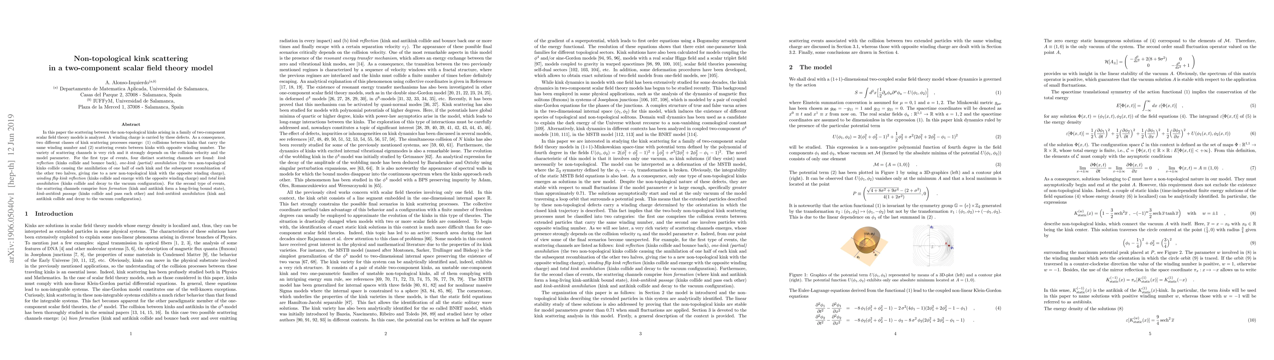 Thumbnail for Non-topological kink scattering in a two-component scalar field theory
  model