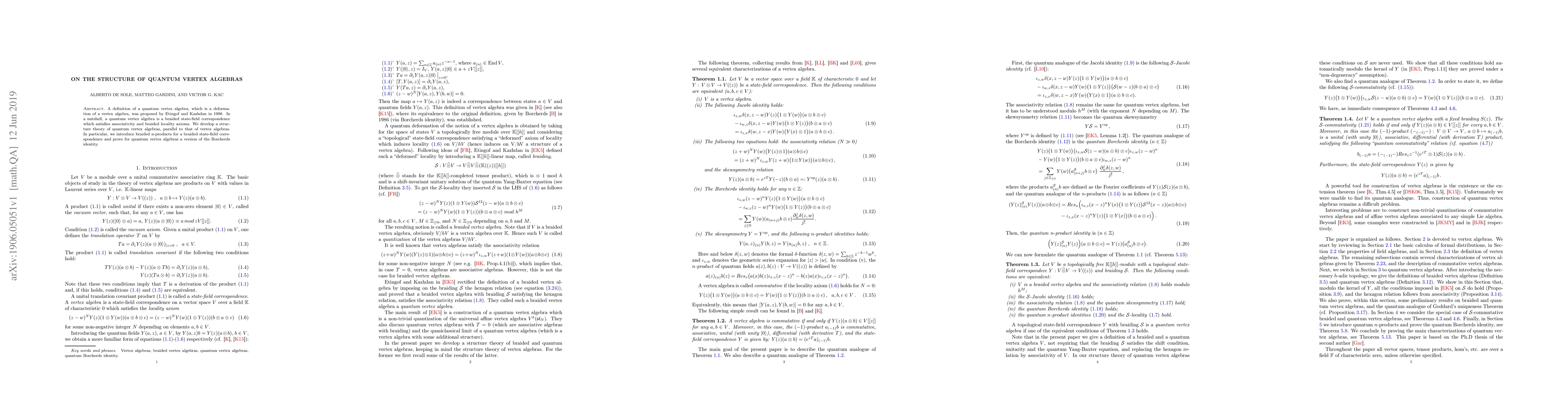 Thumbnail for On the structure of quantum vertex algebras