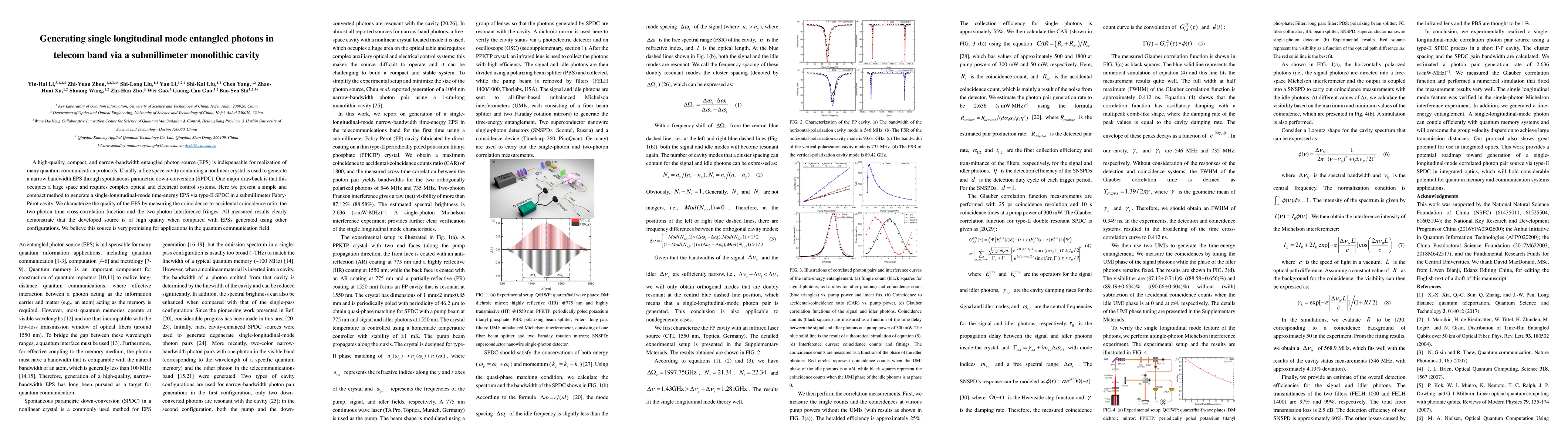 Thumbnail for Generating single longitudinal mode entangled photons in telecom band
  via a submillimeter monolithic cavity