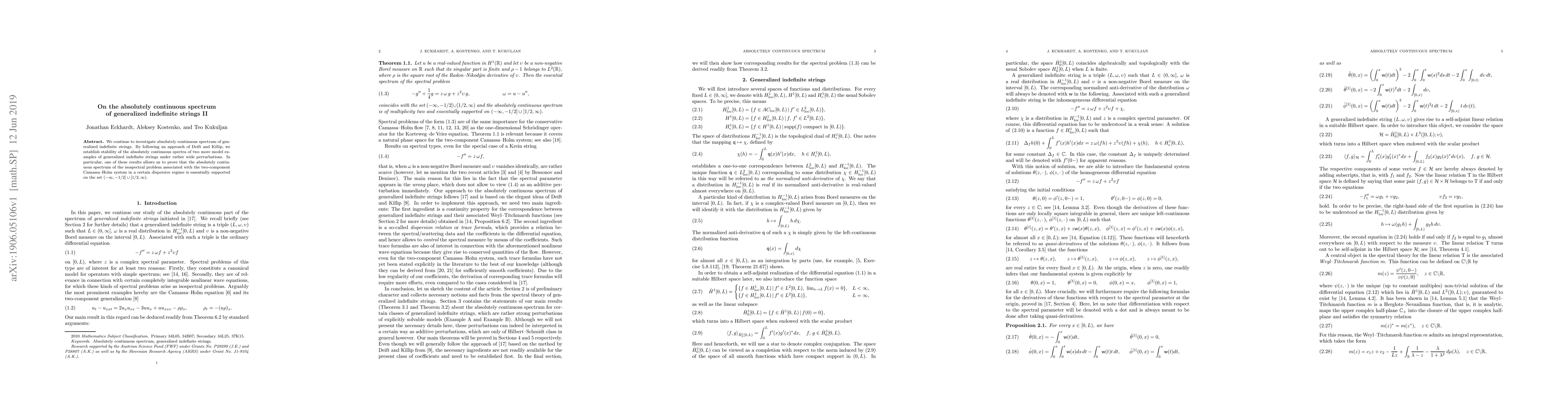Thumbnail for On the absolutely continuous spectrum of generalized indefinite strings
  II