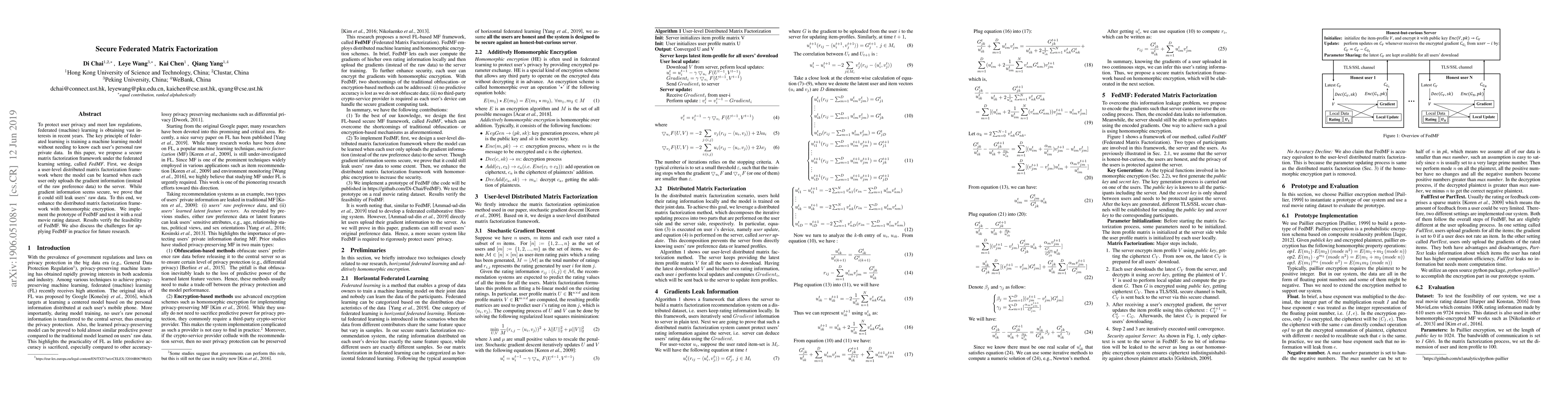 Thumbnail for Secure Federated Matrix Factorization
