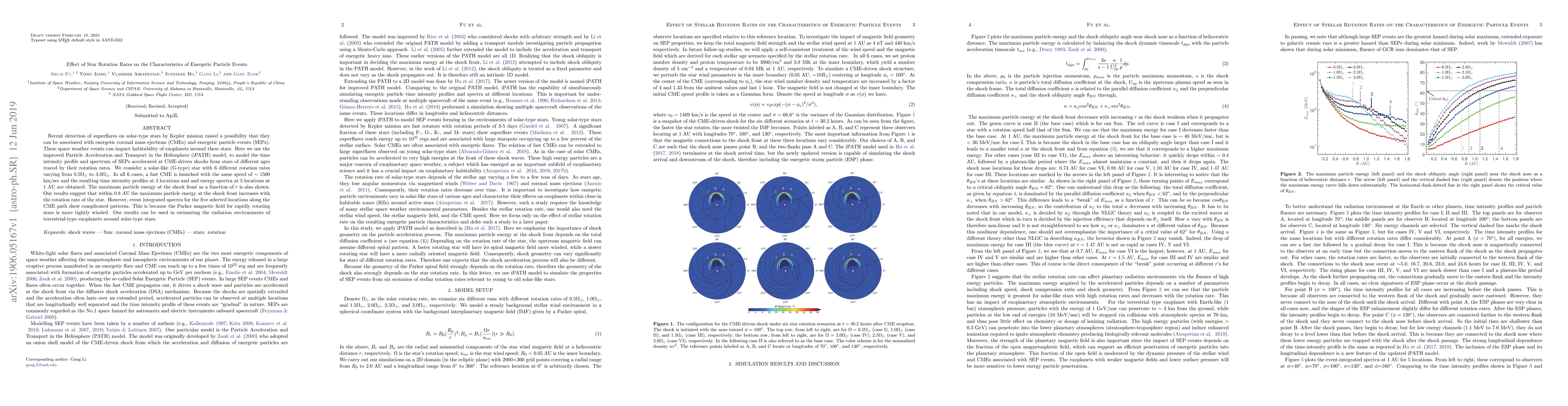Thumbnail for Effect of Star Rotation Rates on the Characteristics of Energetic
  Particle Events