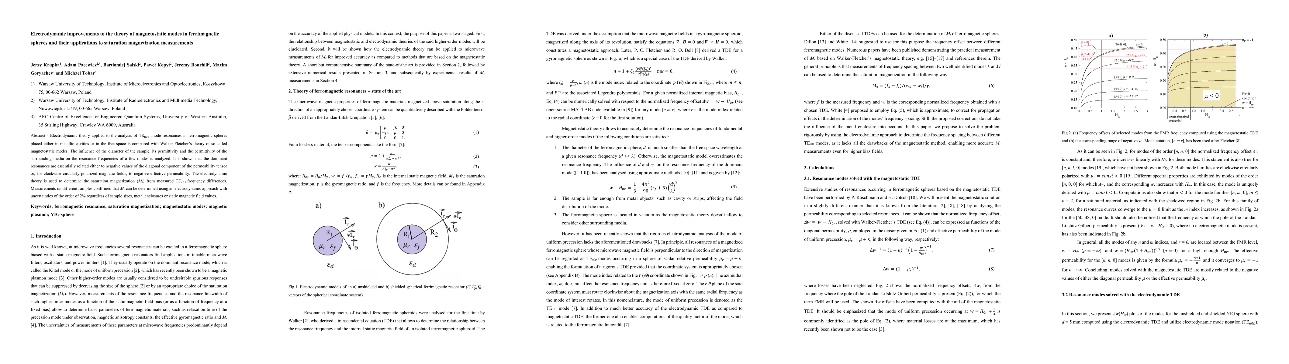 Thumbnail for Electrodynamic improvements to the theory of magnetostatic modes in
  ferrimagnetic spheres and their applications to saturation magnetization
  measurements