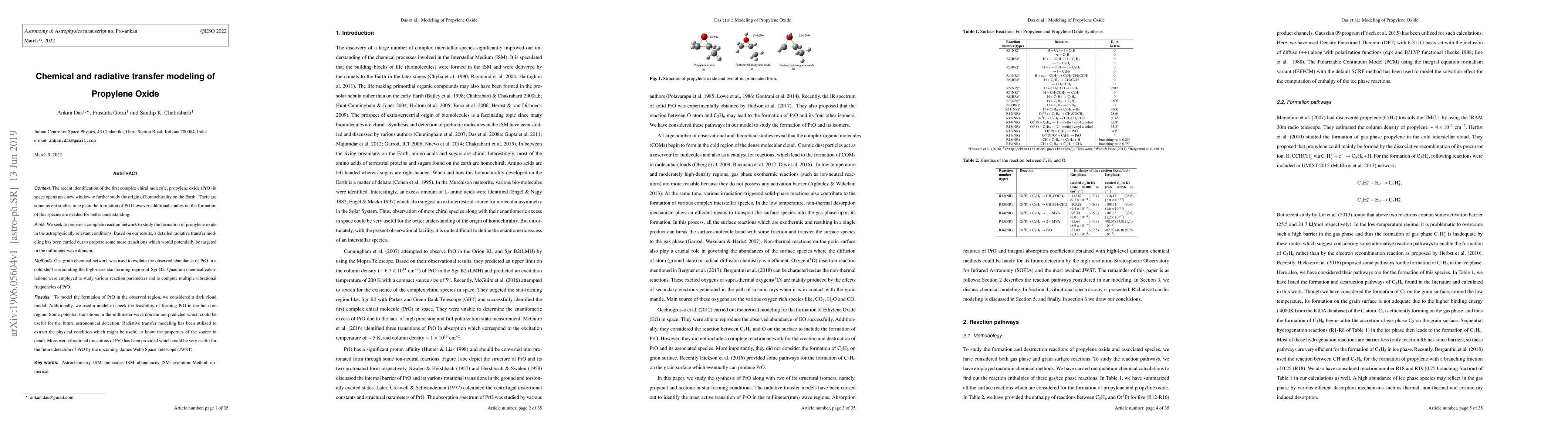 Thumbnail for Chemical and radiative transfer modeling of Propylene Oxide