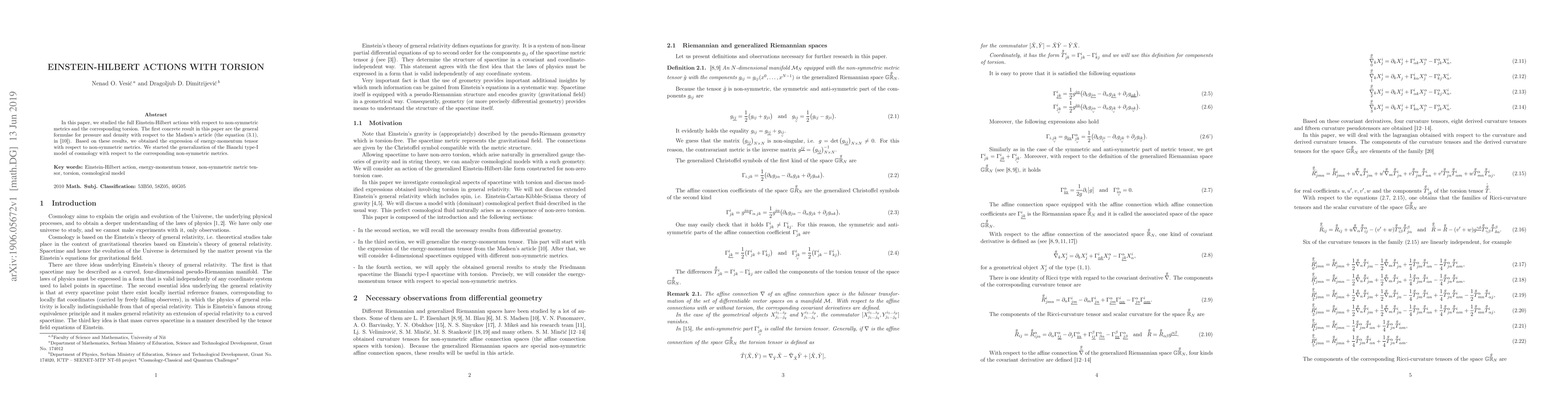 Thumbnail for Einstein-Hilbert actions with torsion