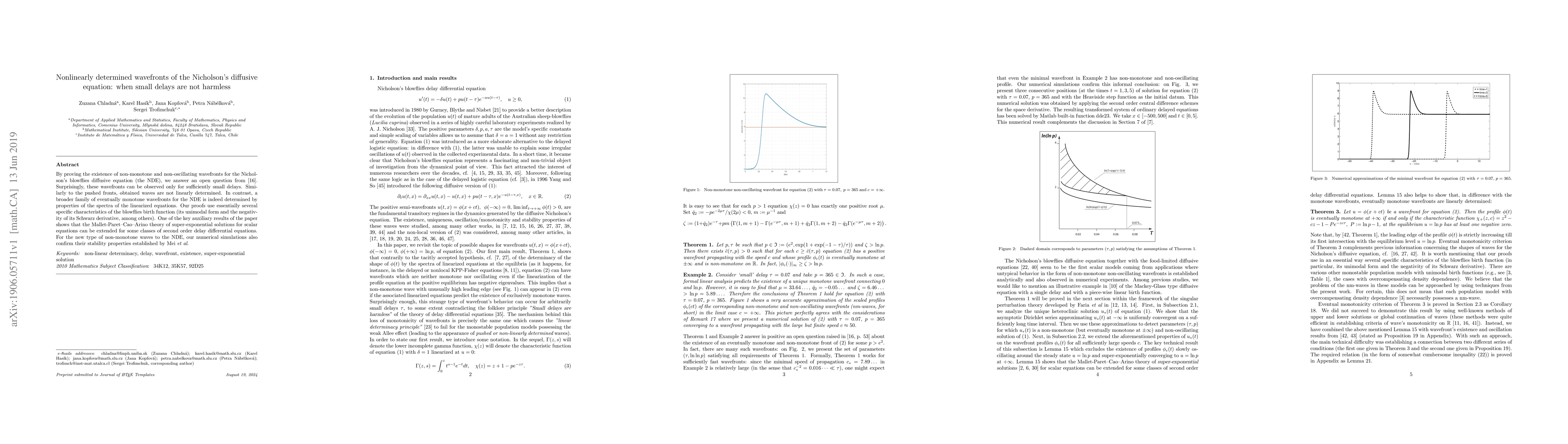 Thumbnail for Nonlinearly determined wavefronts of the Nicholson's diffusive equation:
  when small delays are not harmless