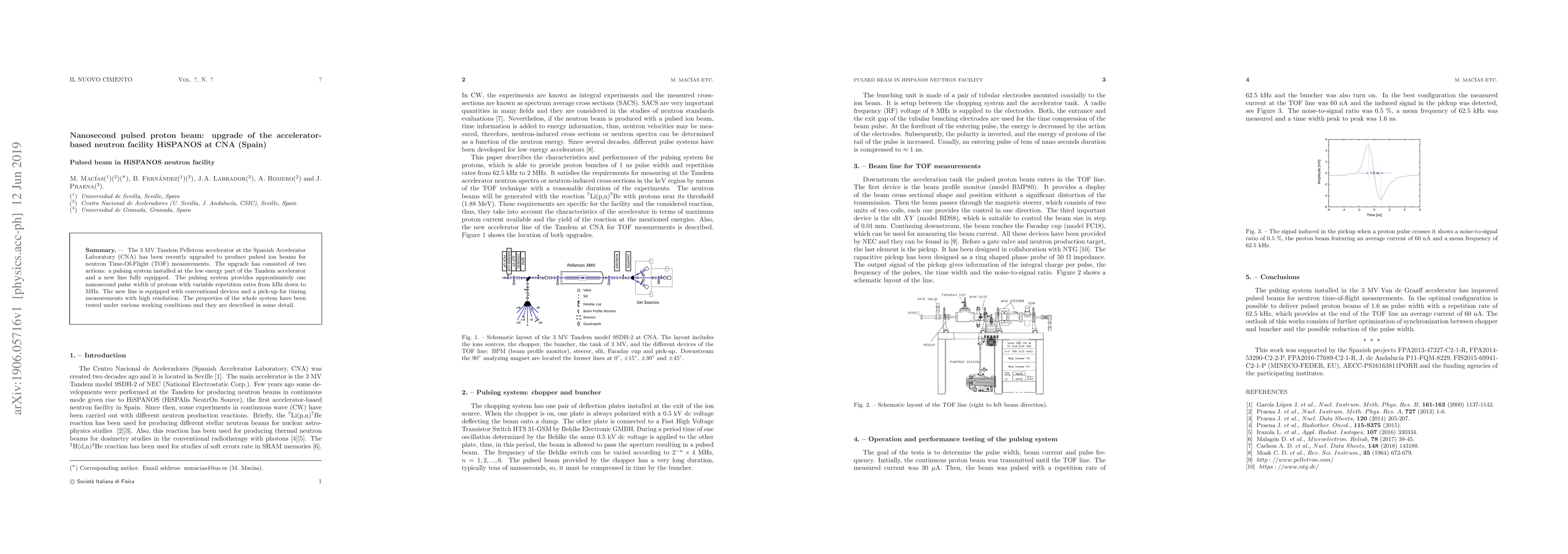 Thumbnail for Nanosecond pulsed proton beam: upgrade of the accelerator-based neutron
  facility HiSPANOS at CNA (Spain)