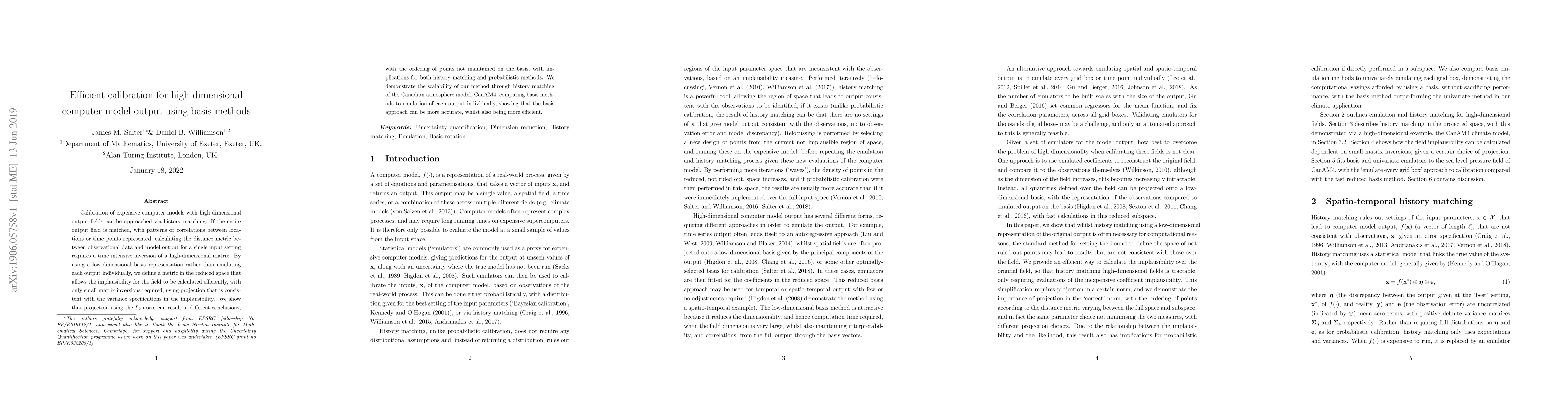 Thumbnail for Efficient calibration for high-dimensional computer model output using
  basis methods
