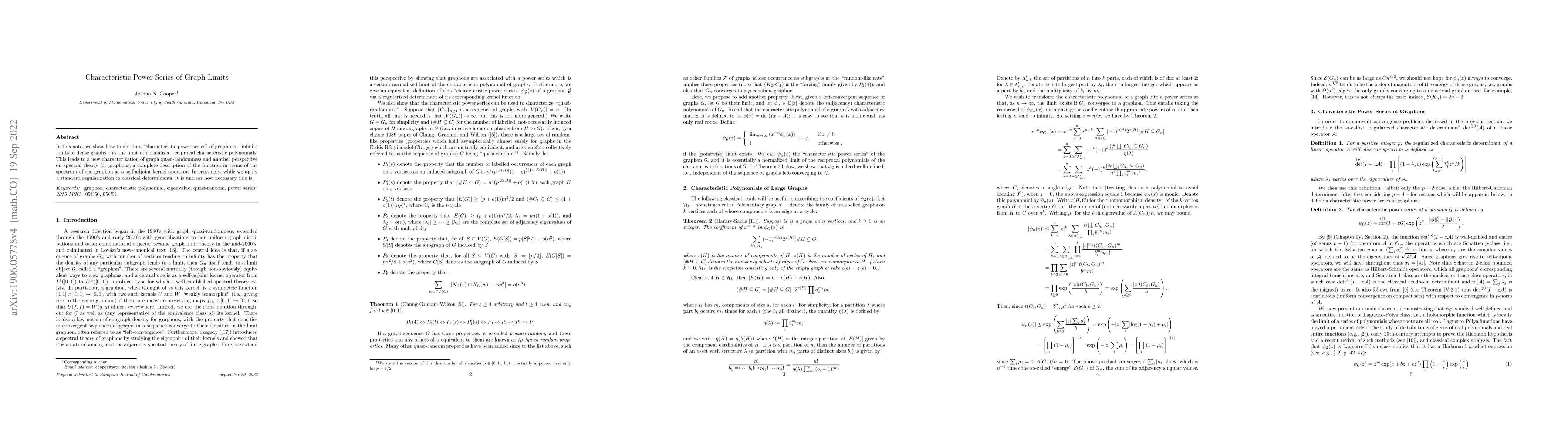 Thumbnail for Characteristic Power Series of Graph Limits