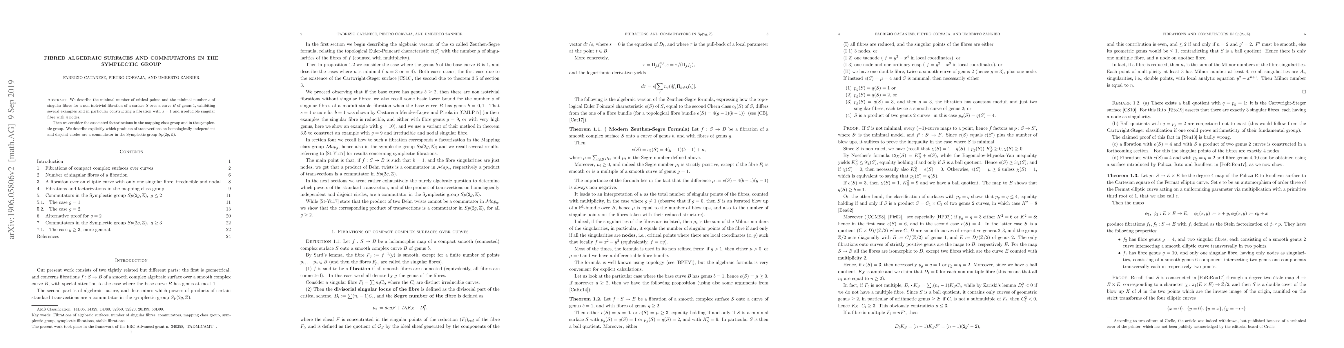 Thumbnail for Fibred algebraic surfaces and commutators in the Symplectic group