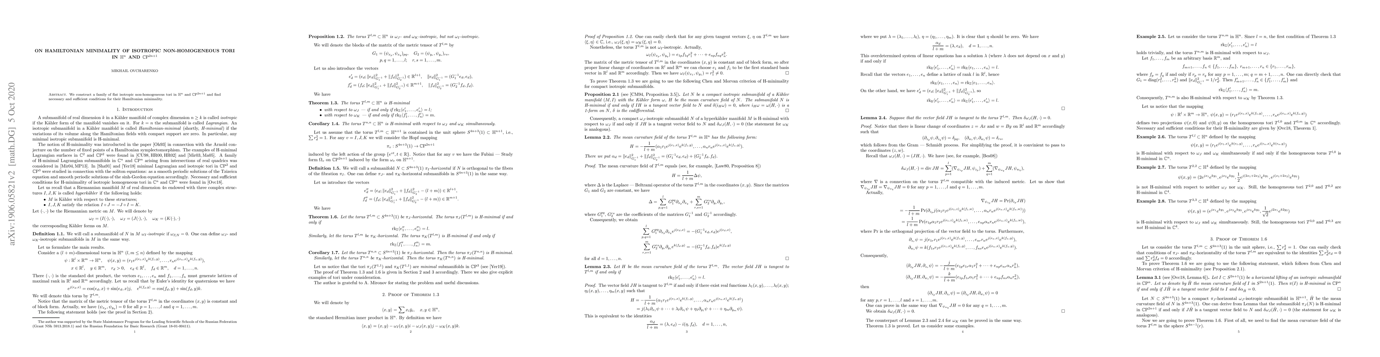 Thumbnail for On Hamiltonian minimality of isotropic non-homogeneous tori in
  $\mathbb{H}^n$ and $\mathbb{C} \mathrm{P}^{2n+1}$