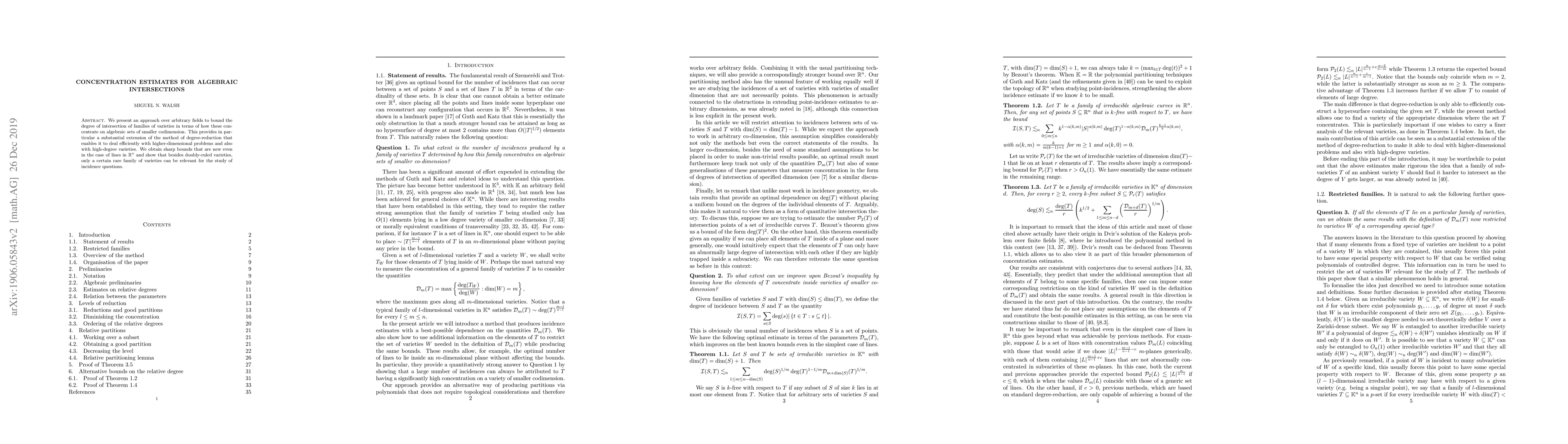 Thumbnail for Concentration estimates for algebraic intersections
