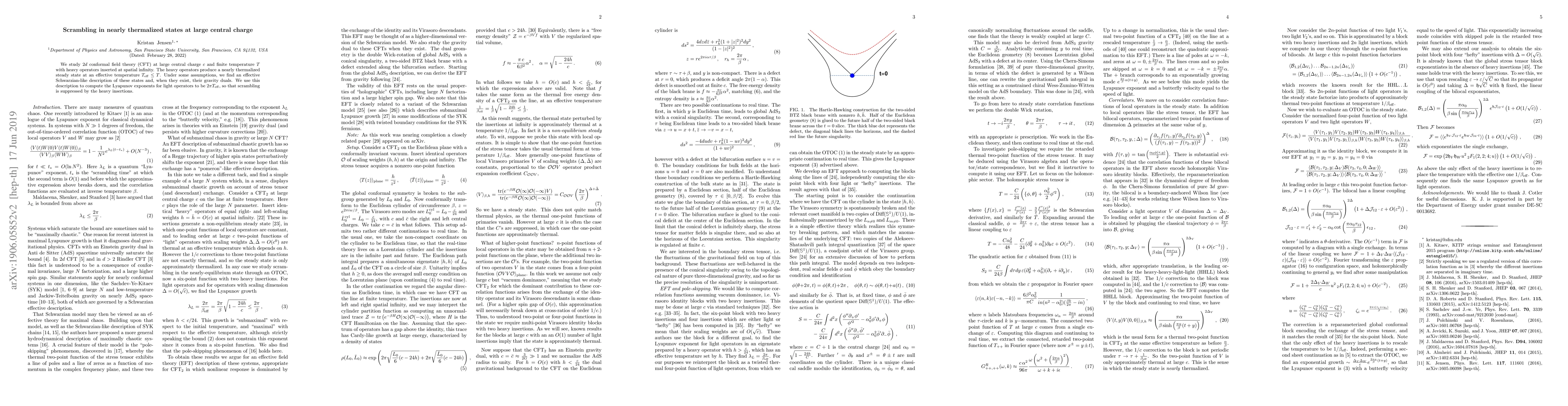 Thumbnail for Scrambling in nearly thermalized states at large central charge