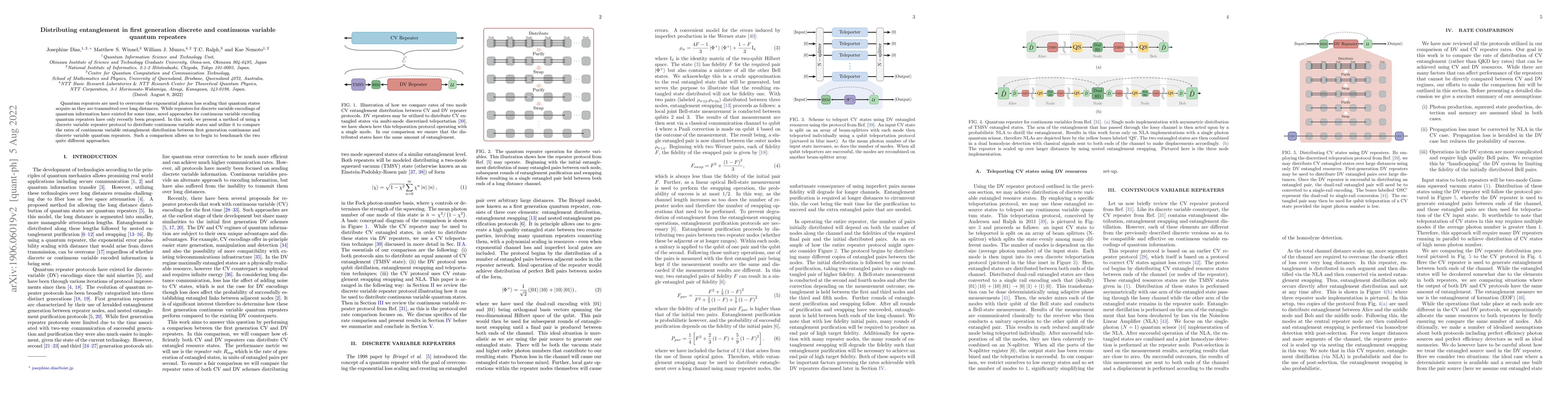Thumbnail for Distributing entanglement in first generation discrete and continuous
  variable quantum repeaters