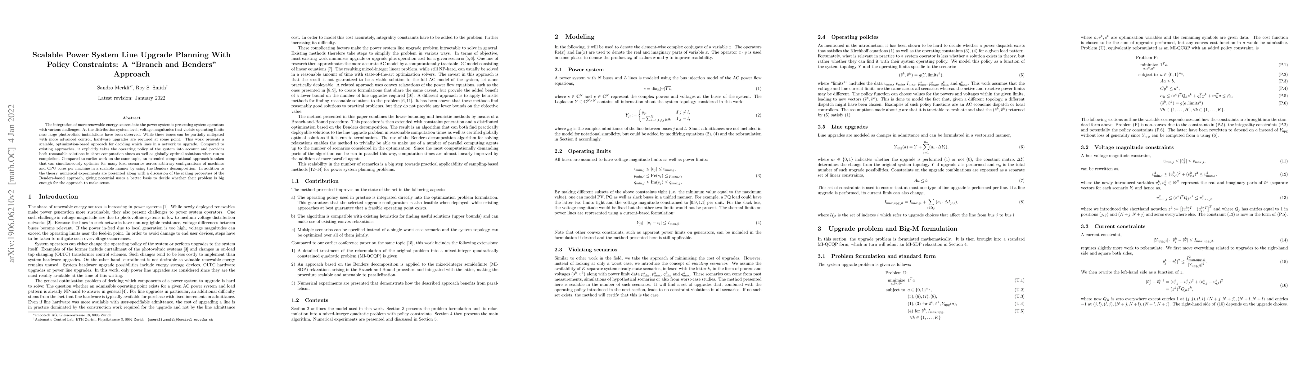 Thumbnail for Scalable Power System Line Upgrade Planning With Policy Constraints: A
  "Branch and Benders" Approach