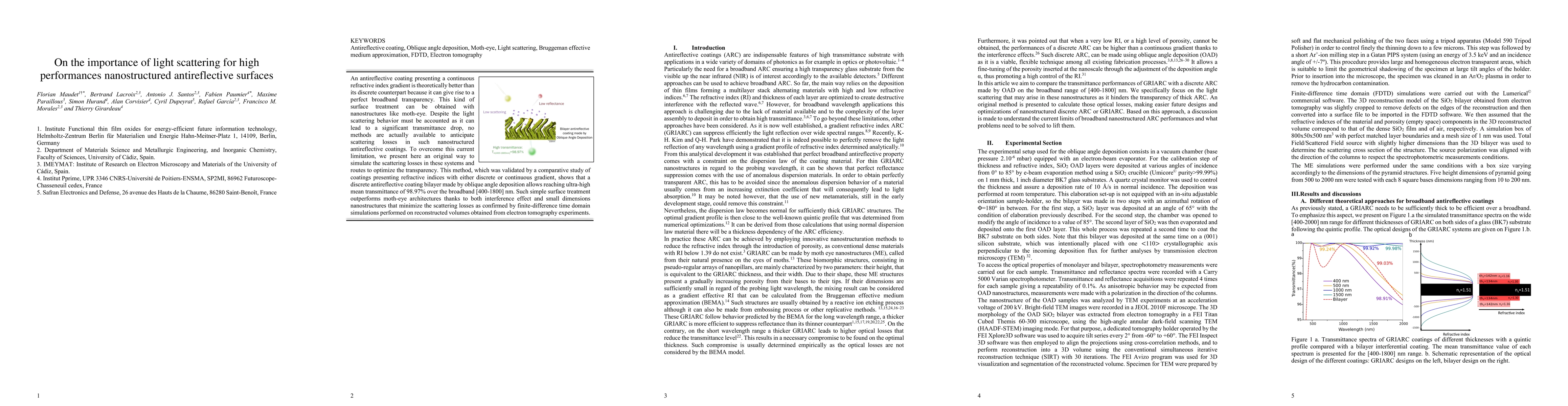 Thumbnail for On the importance of light scattering for high performances
  nanostructured antireflective surfaces