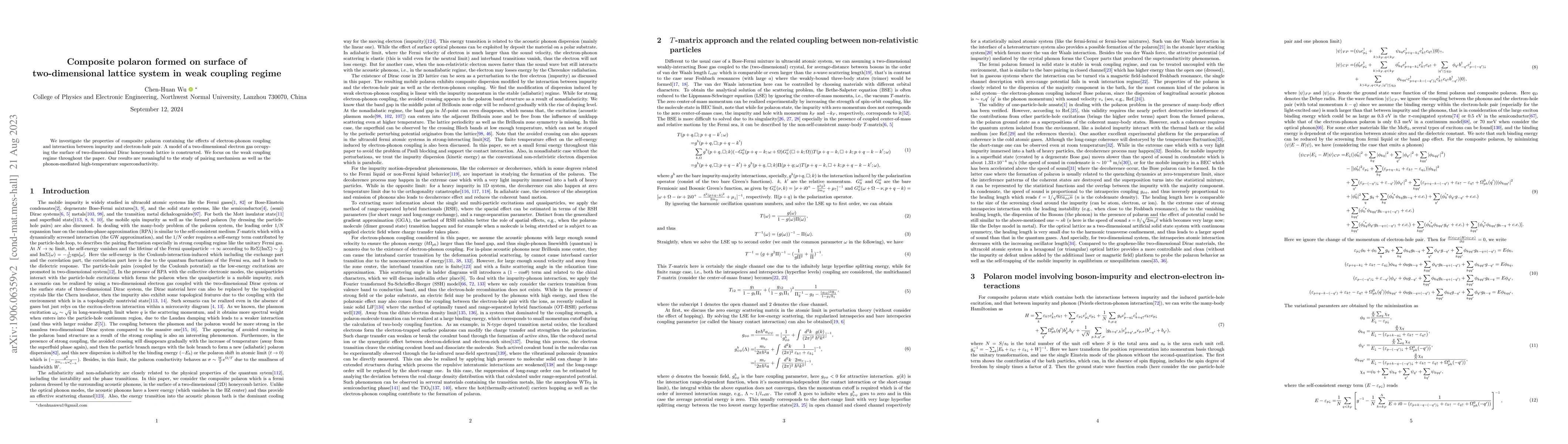 Thumbnail for Composite polaron formed on surface of two-dimensional lattice system in
  weak coupling regime