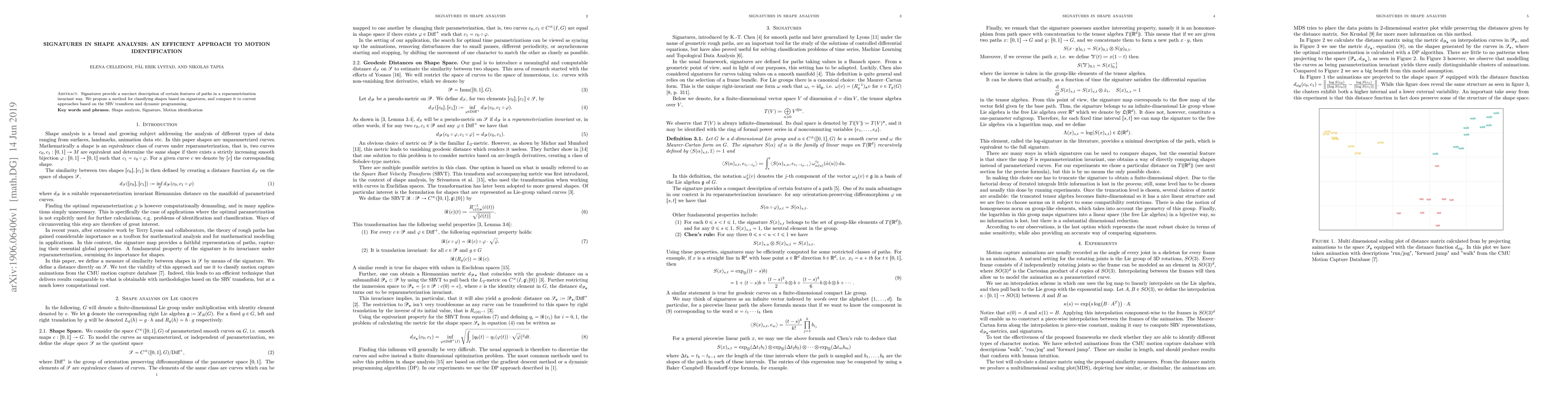 Thumbnail for Signatures in Shape Analysis: an Efficient Approach to Motion
  Identification