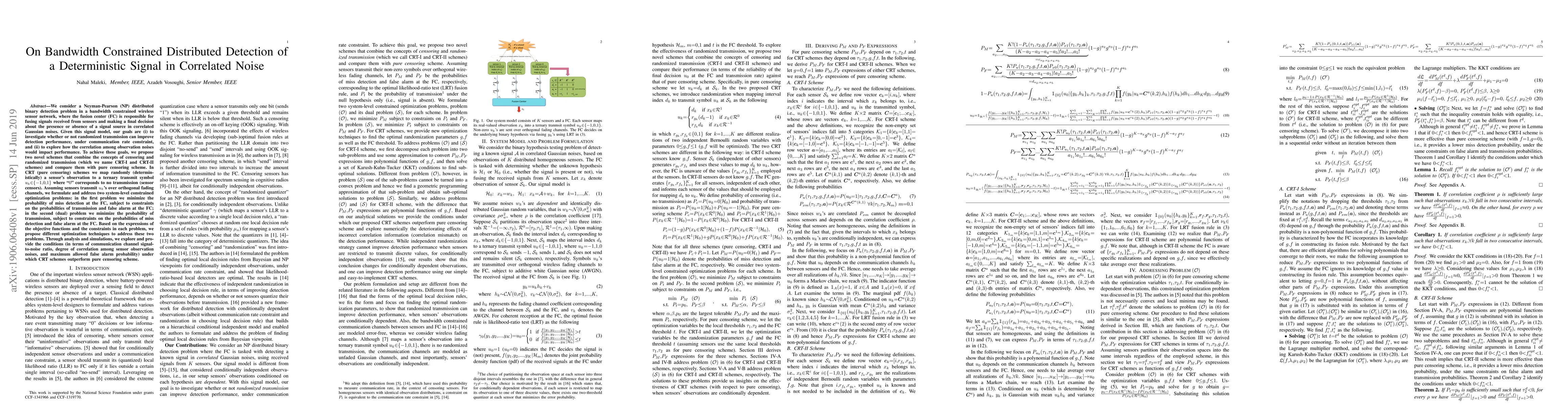 Thumbnail for On Bandwidth Constrained Distributed Detection of a Deterministic Signal
  in Correlated Noise