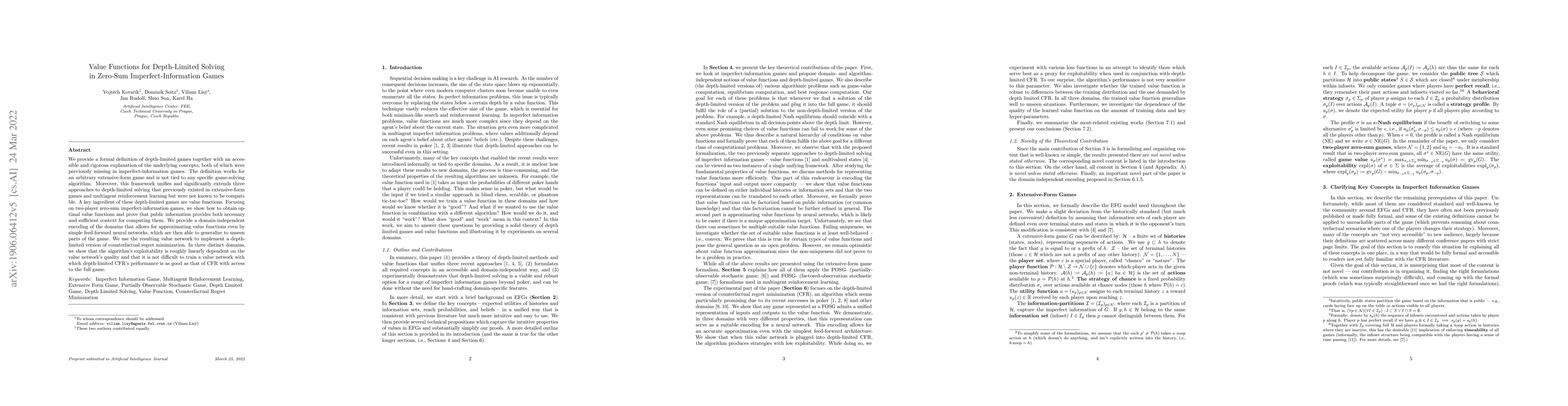 Thumbnail for Value Functions for Depth-Limited Solving in Zero-Sum
  Imperfect-Information Games
