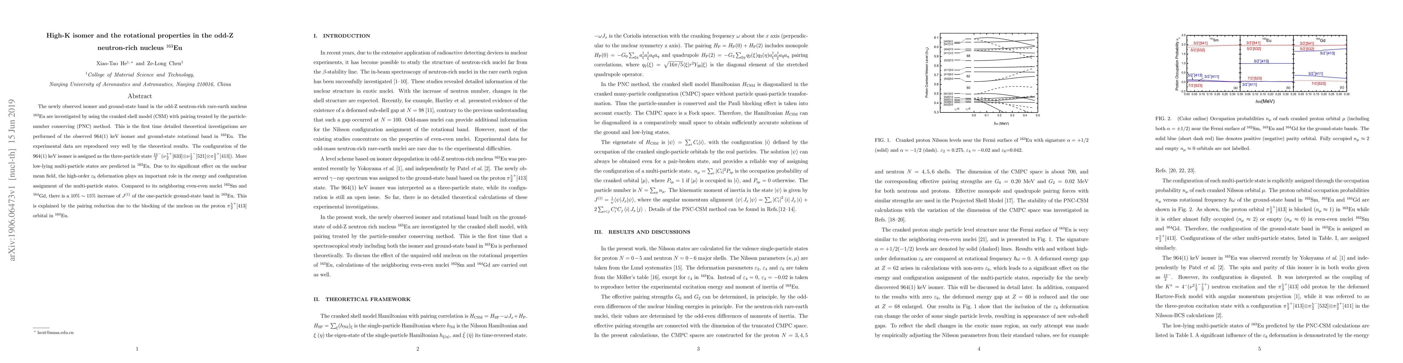 Thumbnail for High-K isomer and the rotational properties in the odd-Z neutron-rich
  nucleus $^{163}$Eu