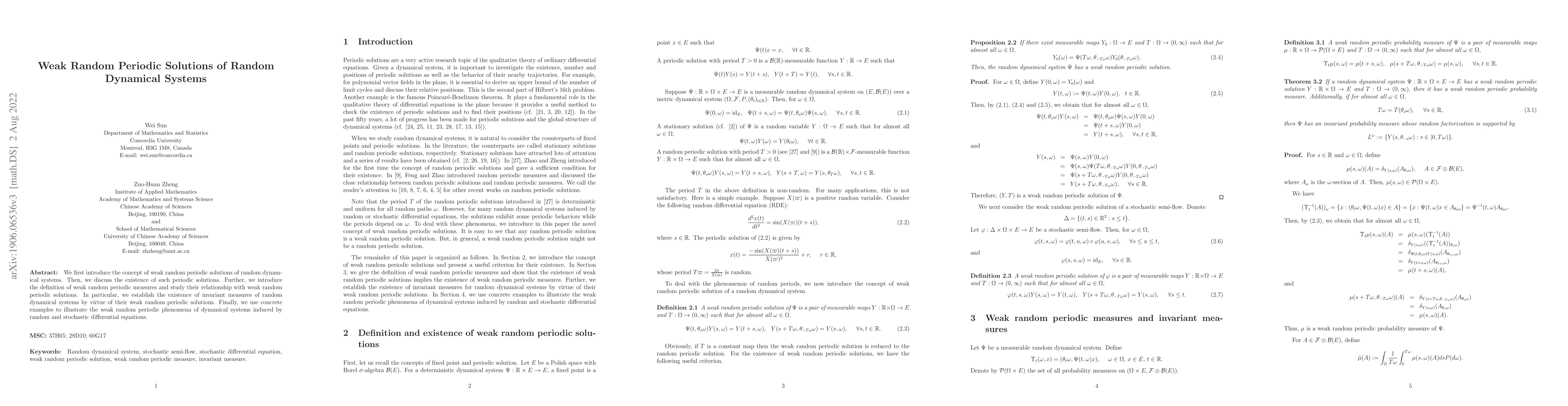 Thumbnail for Weak Random Periodic Solutions of Random Dynamical Systems