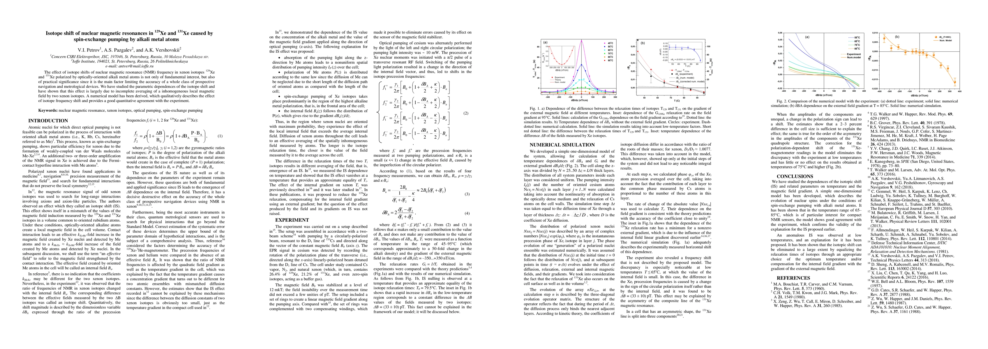 Thumbnail for Isotope shift of nuclear magnetic resonances in 129Xe and 131Xe caused
  by spin-exchange pumping by alkali metal atoms