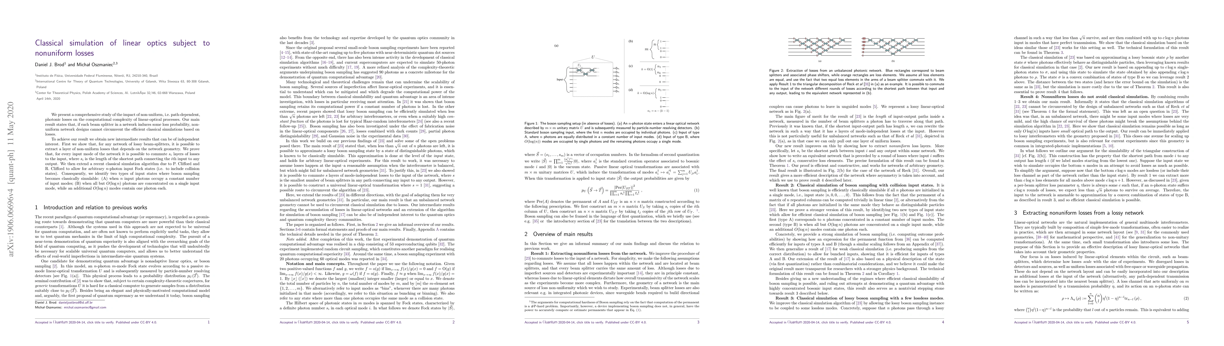 Thumbnail for Classical simulation of linear optics subject to nonuniform losses