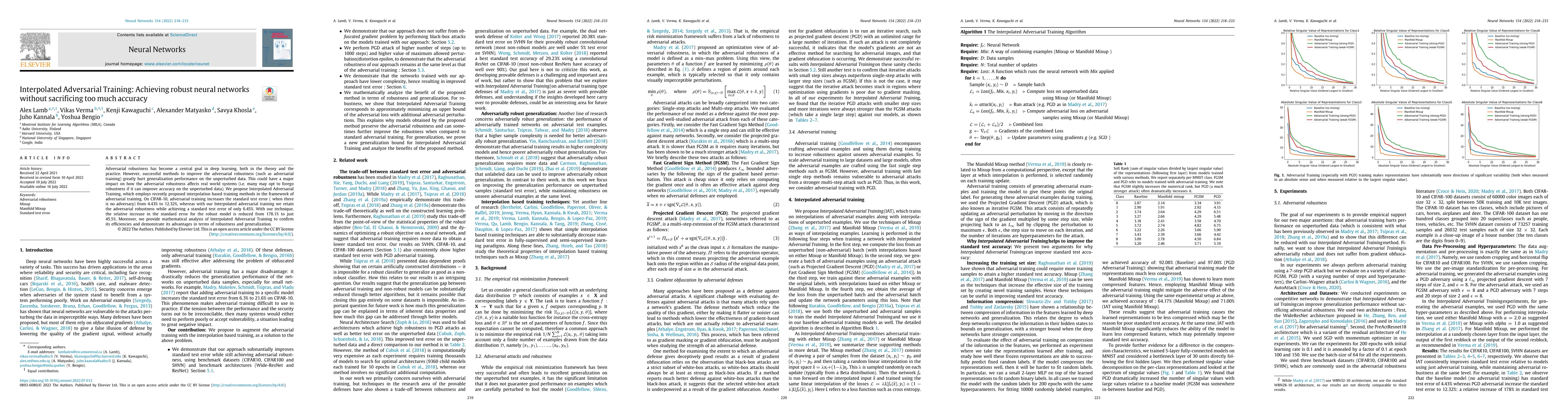 Thumbnail for Interpolated Adversarial Training: Achieving Robust Neural Networks
  without Sacrificing Too Much Accuracy