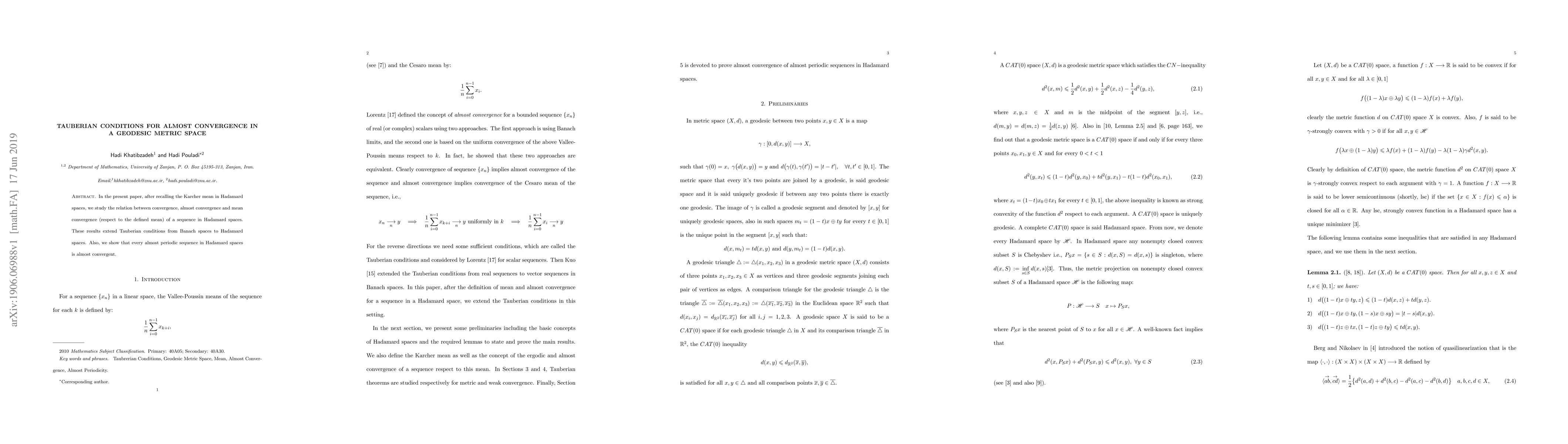 Thumbnail for Tauberian Conditions for Almost Convergence in a Geodesic Metric Space