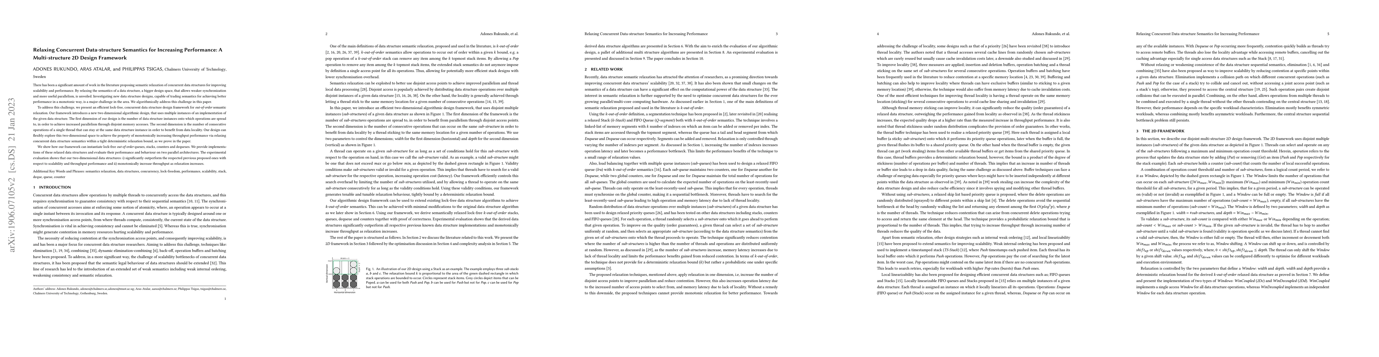 Thumbnail for Relaxing Concurrent Data-structure Semantics for Increasing Performance:
  A Multi-structure 2D Design Framework