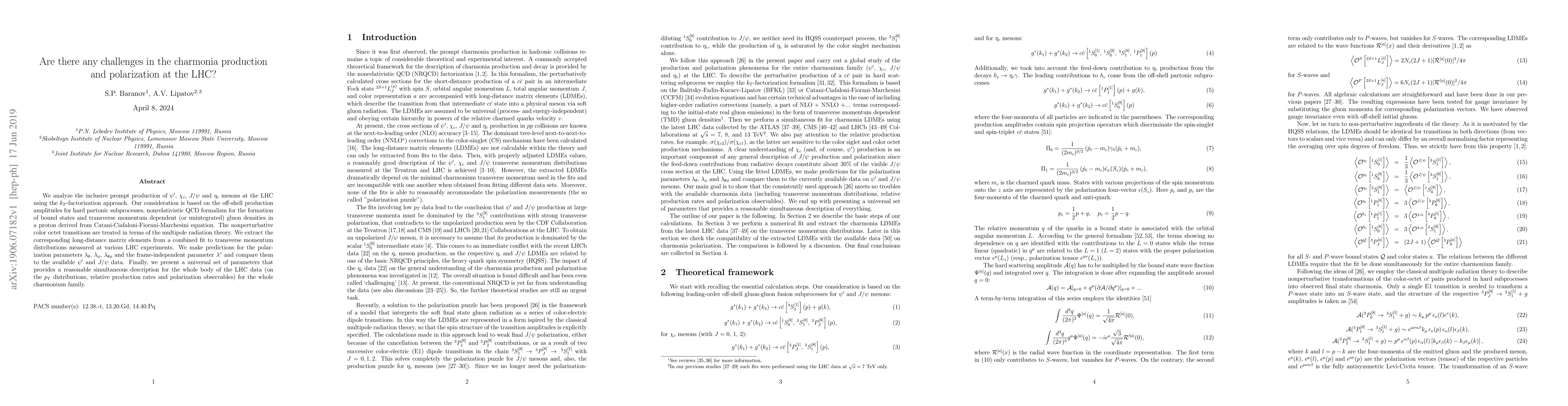 Thumbnail for Are there any challenges in the charmonia production and polarization at
  the LHC?