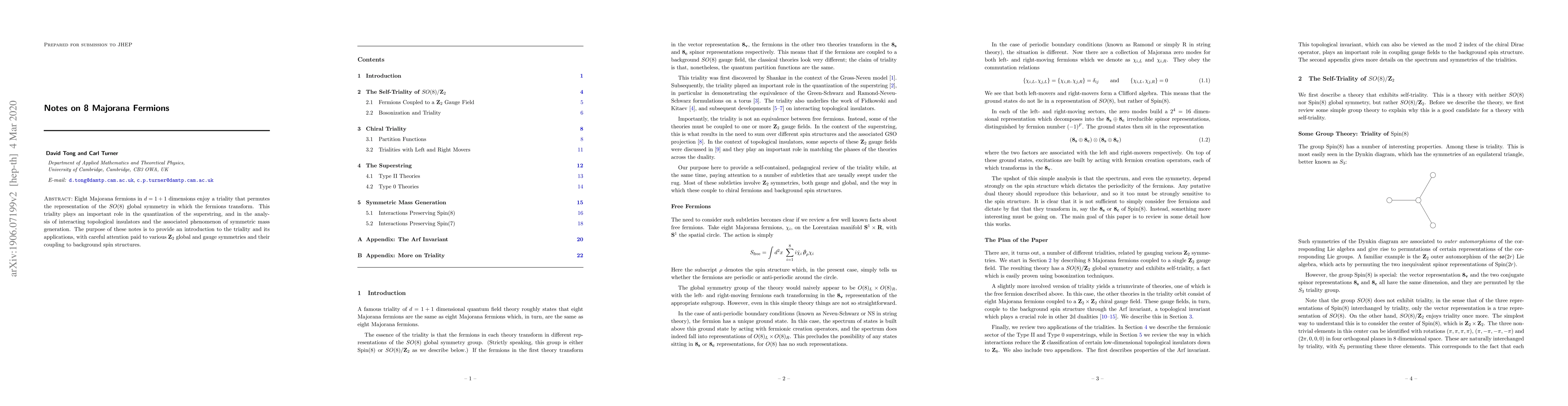 Thumbnail for Notes on 8 Majorana Fermions