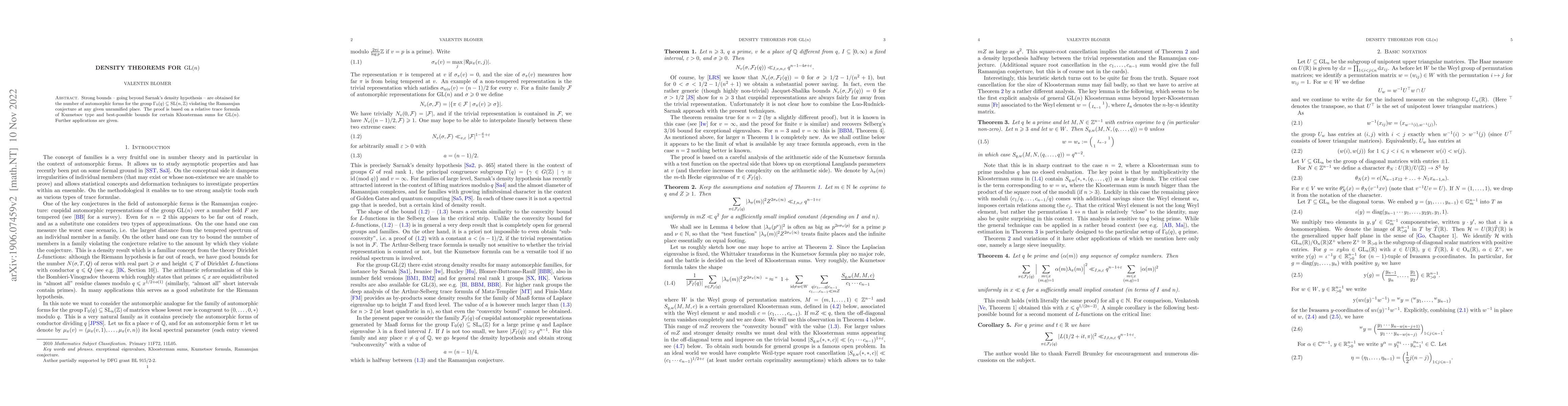 Thumbnail for Density theorems for GL(n)