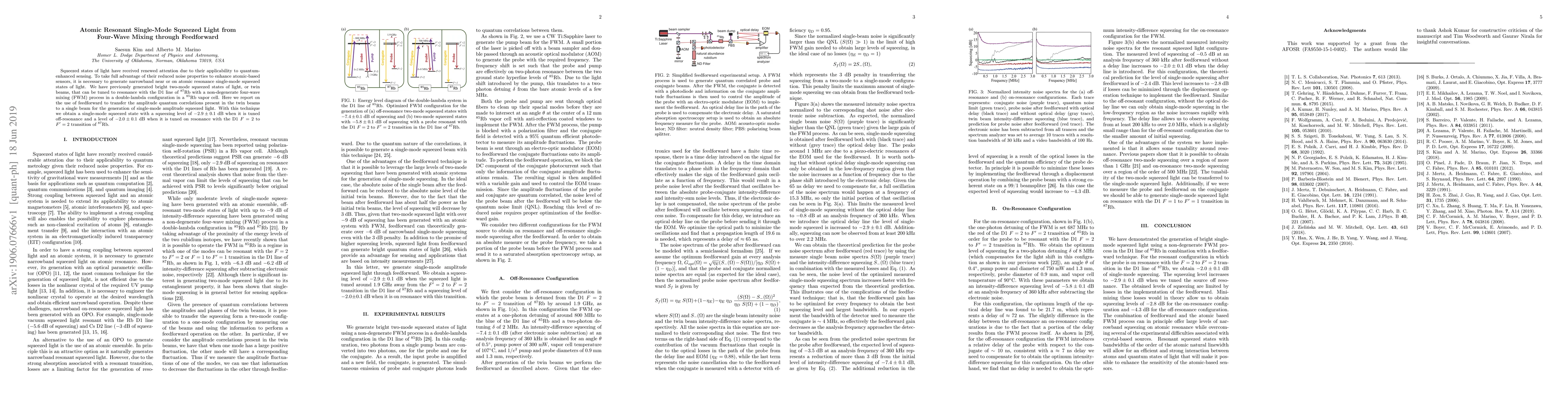 Thumbnail for Atomic Resonant Single-Mode Squeezed Light from Four-Wave Mixing through
  Feedforward