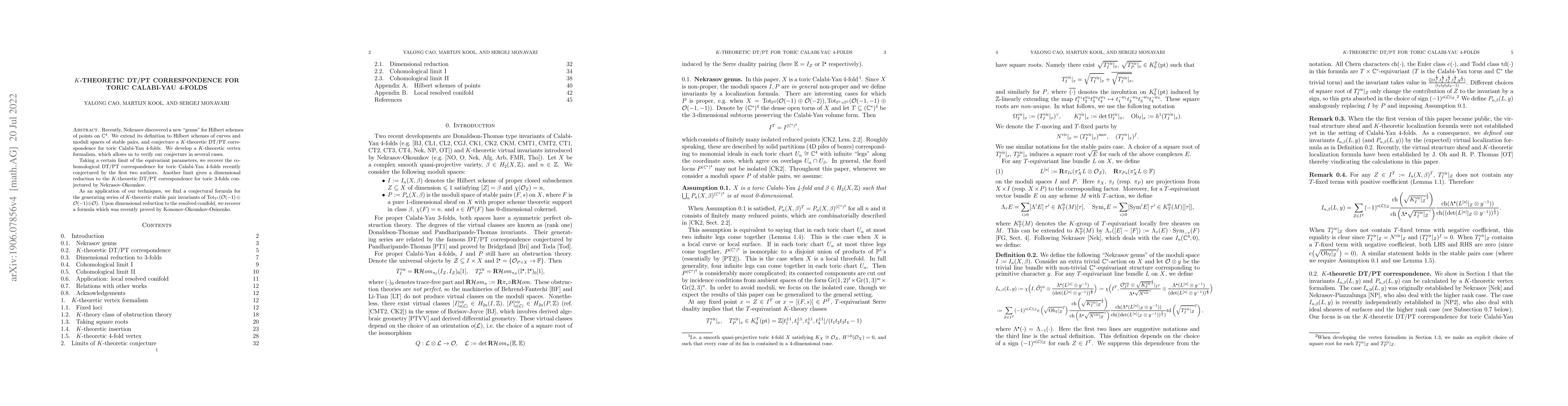 Thumbnail for $K$-theoretic DT/PT correspondence for toric Calabi-Yau 4-folds