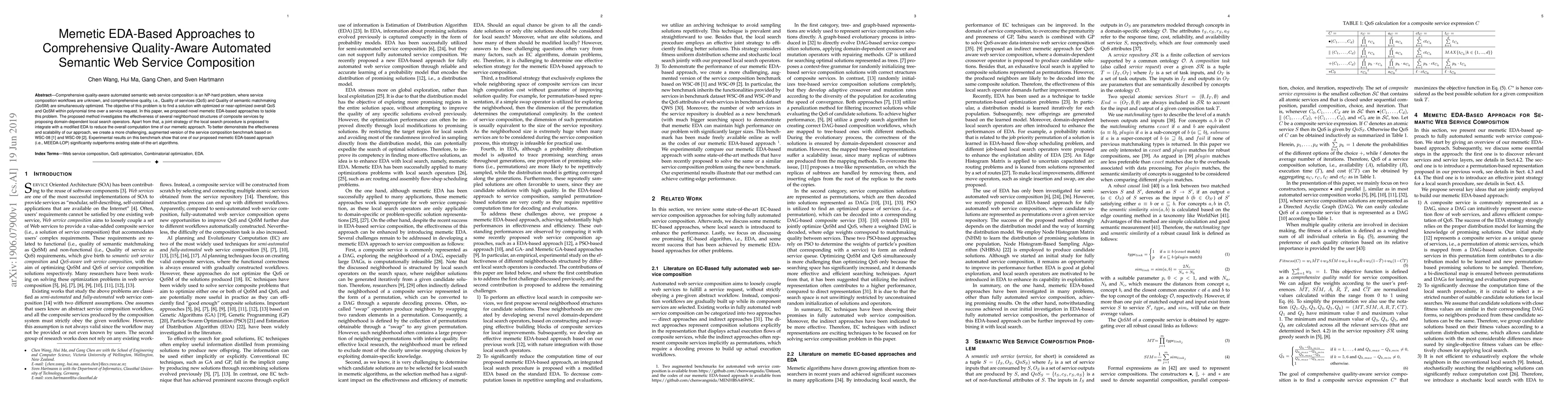 Thumbnail for Memetic EDA-Based Approaches to Comprehensive Quality-Aware Automated
  Semantic Web Service Composition
