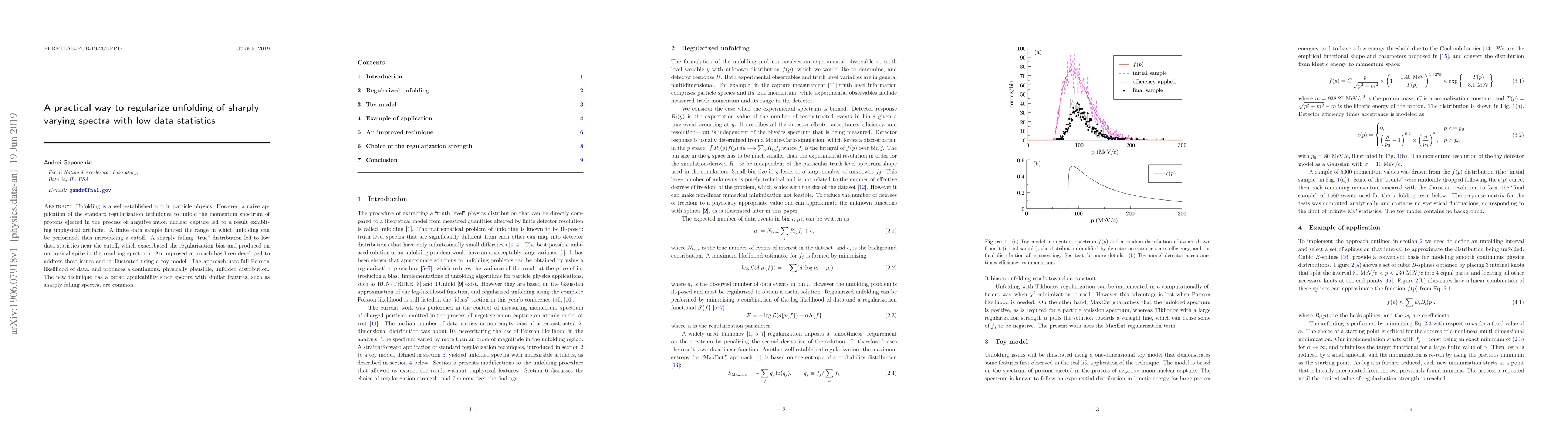 Thumbnail for A practical way to regularize unfolding of sharply varying spectra with
  low data statistics