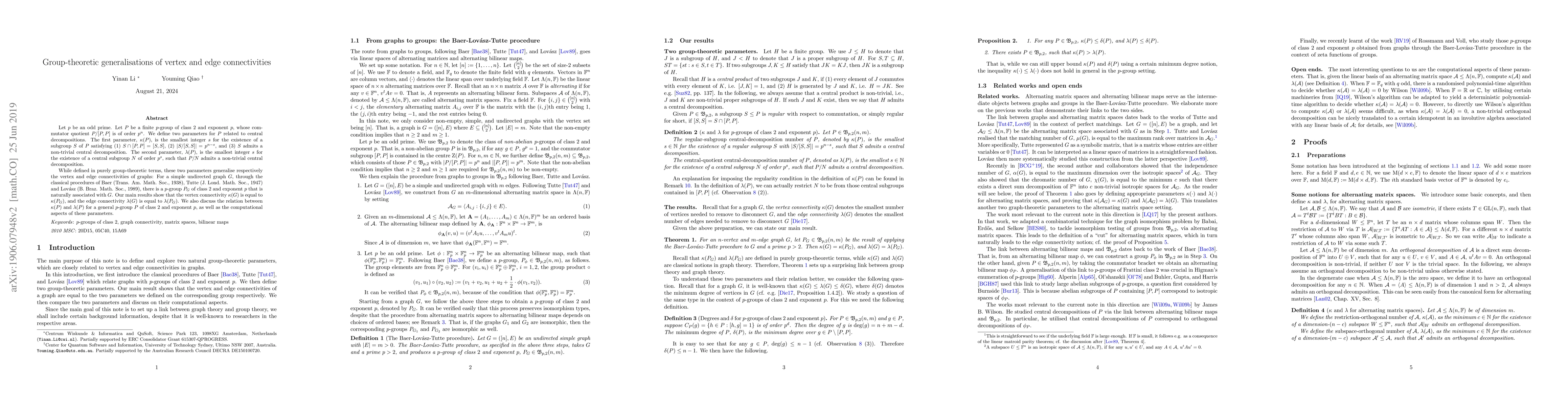 Thumbnail for Group-theoretic generalisations of vertex and edge connectivities