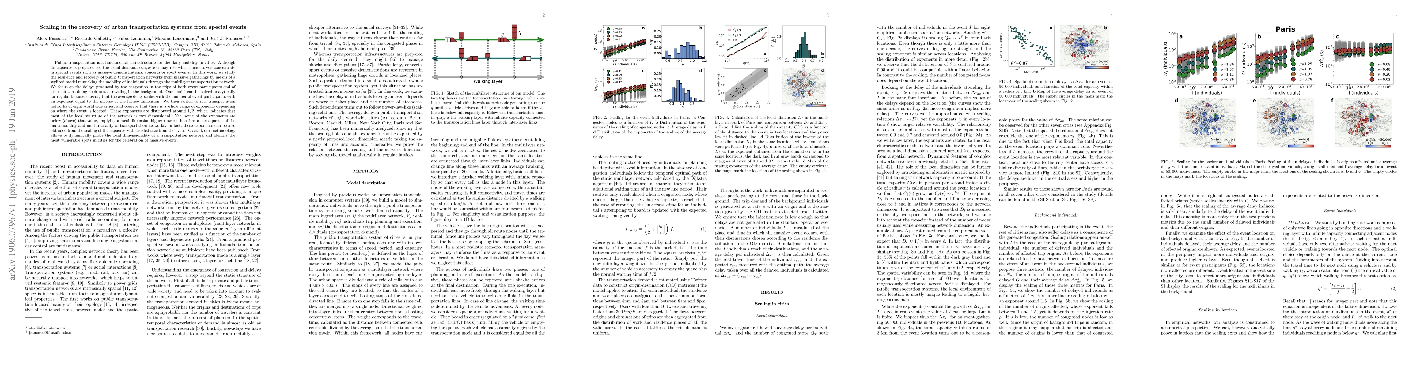Thumbnail for Scaling in the recovery of urban transportation systems from special
  events