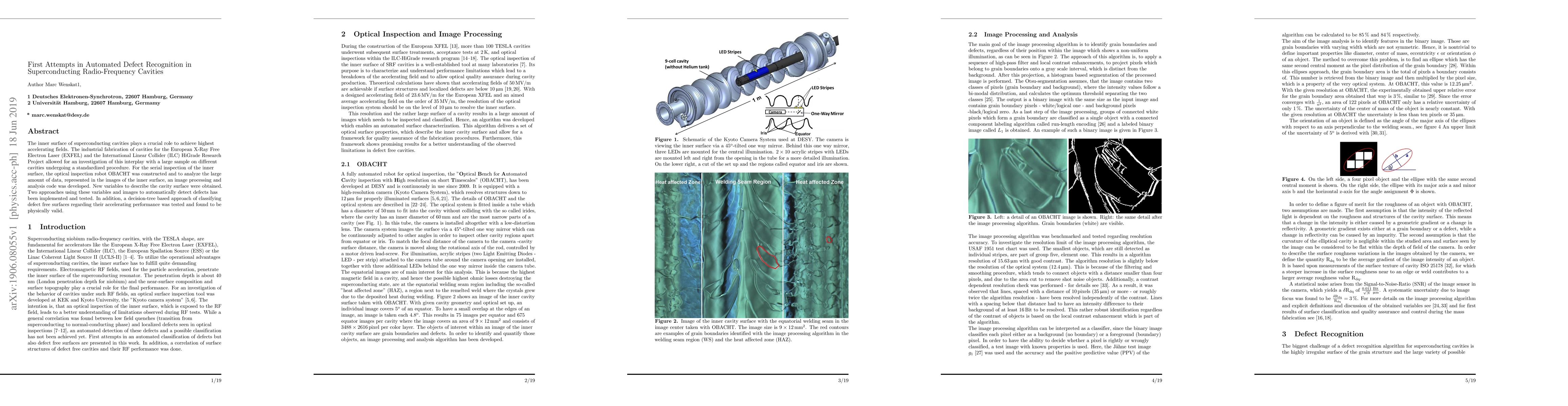 Thumbnail for First Attempts in Automated Defect Recognition in Superconducting
  Radio-Frequency Cavities
