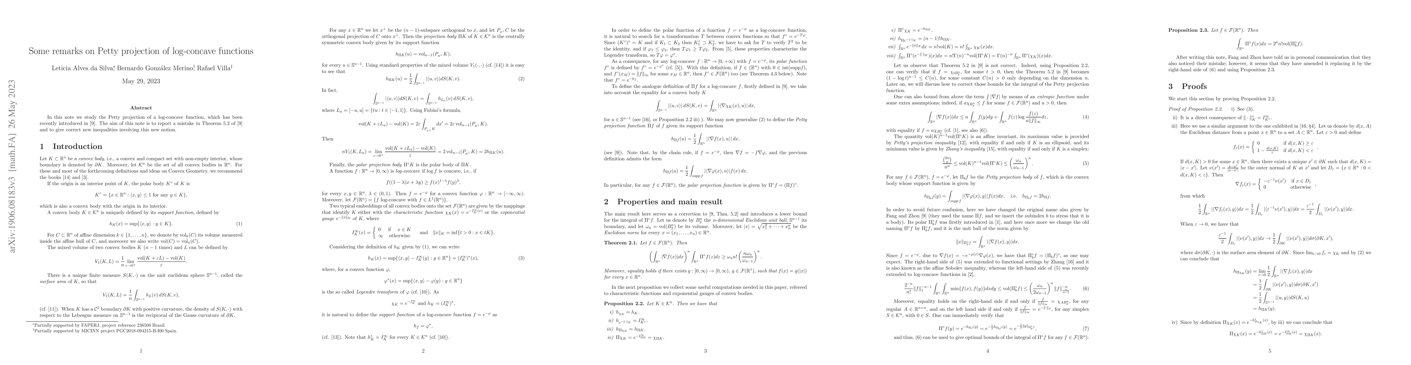 Thumbnail for Some remarks on Petty projection of log-concave functions