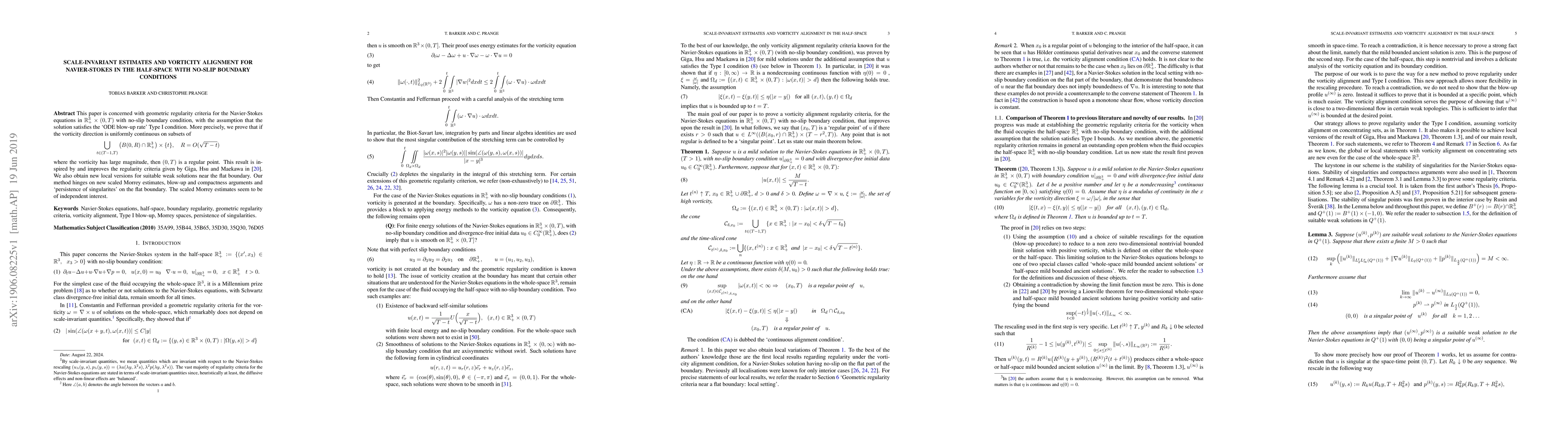 Thumbnail for Scale-invariant estimates and vorticity alignment for Navier-Stokes in
  the half-space with no-slip boundary conditions