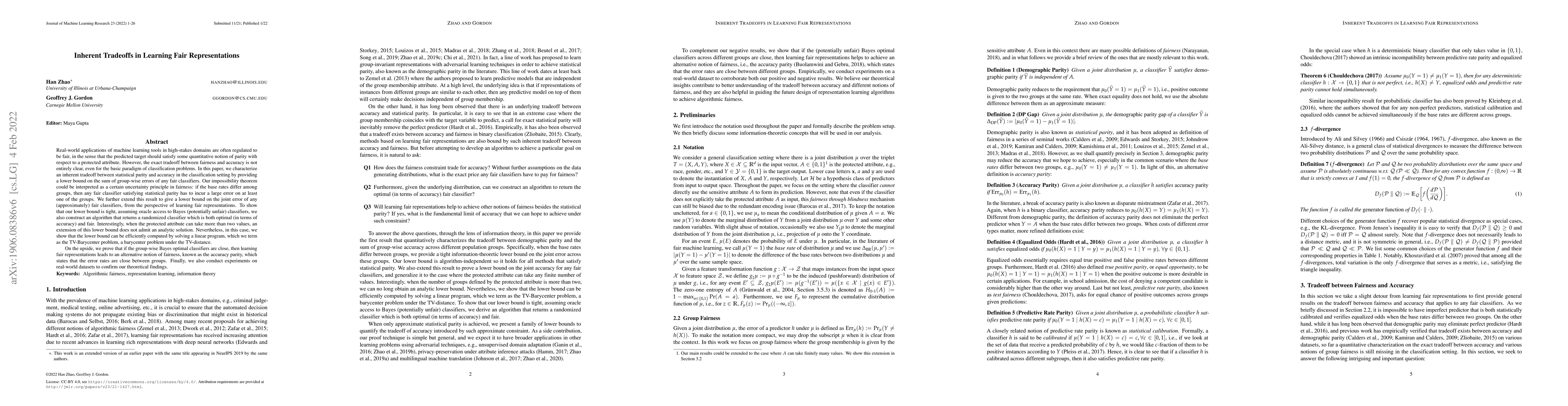 Thumbnail for Inherent Tradeoffs in Learning Fair Representations