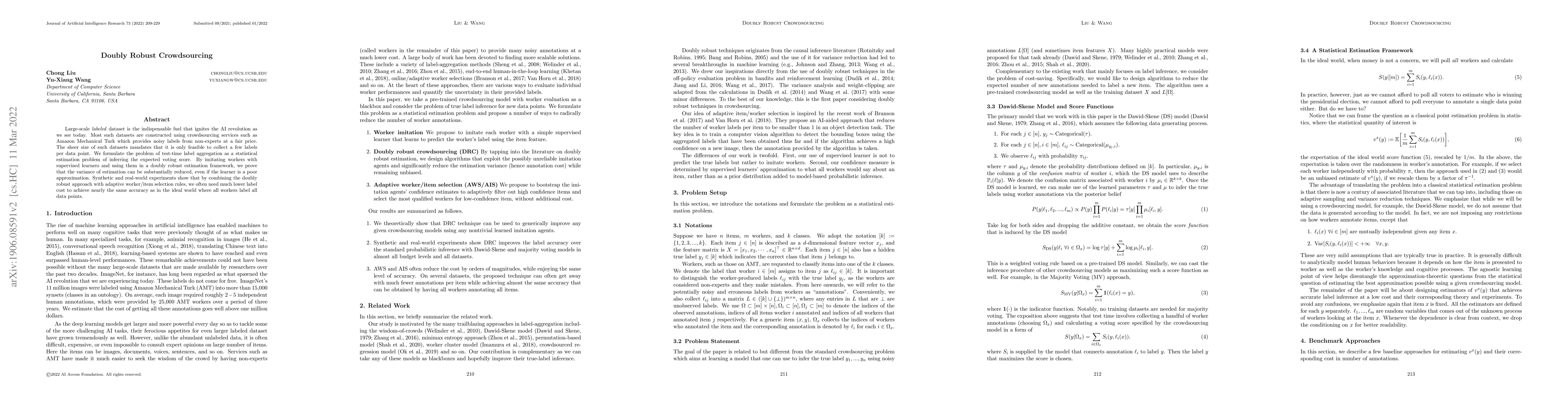 Thumbnail for Doubly Robust Crowdsourcing
