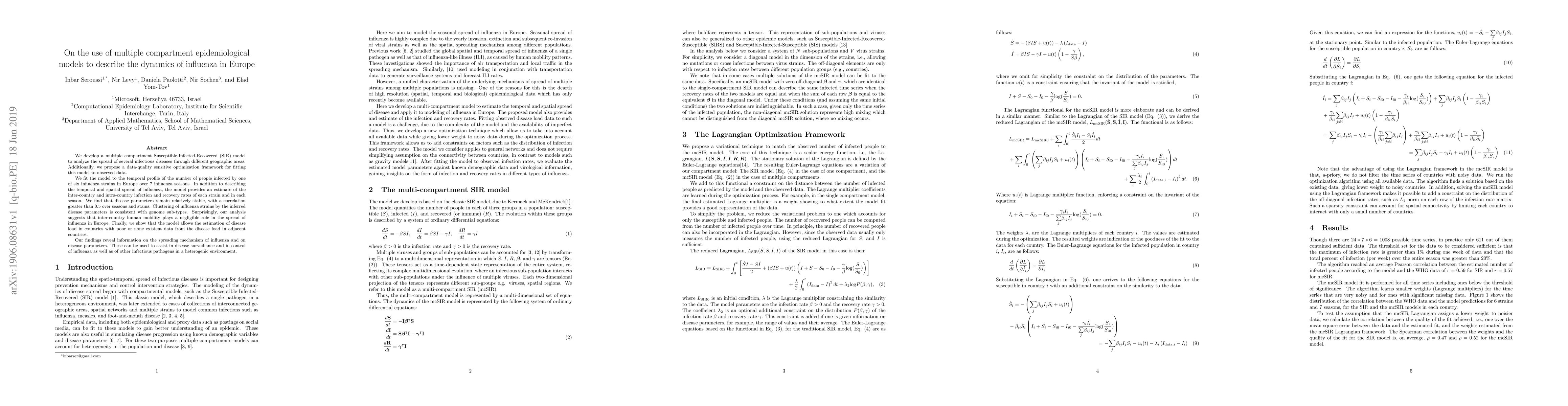 Thumbnail for On the use of multiple compartment epidemiological models to describe
  the dynamics of influenza in Europe