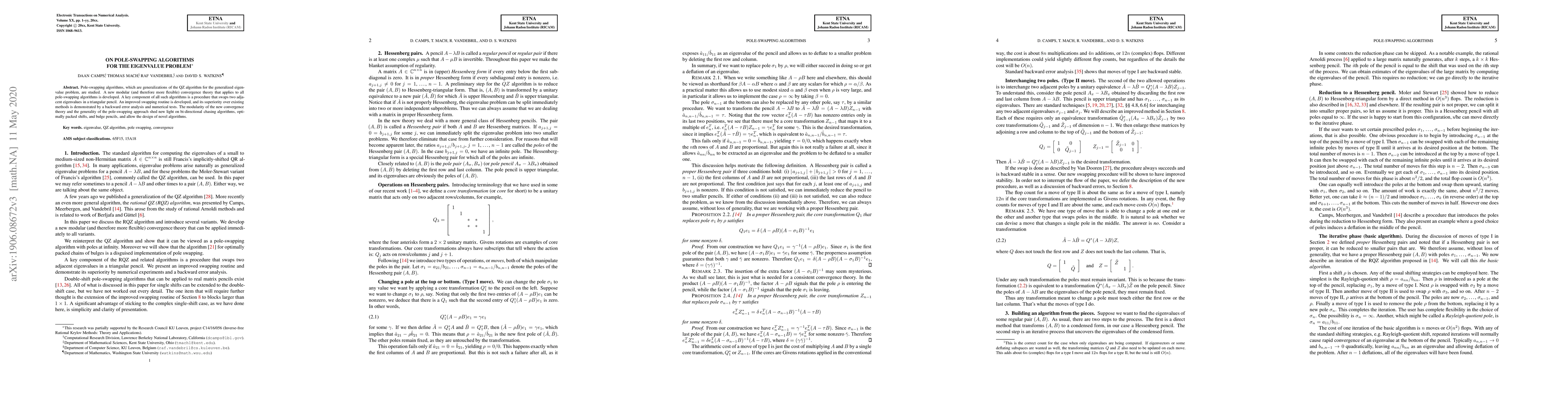 Thumbnail for On pole-swapping algorithms for the eigenvalue problem